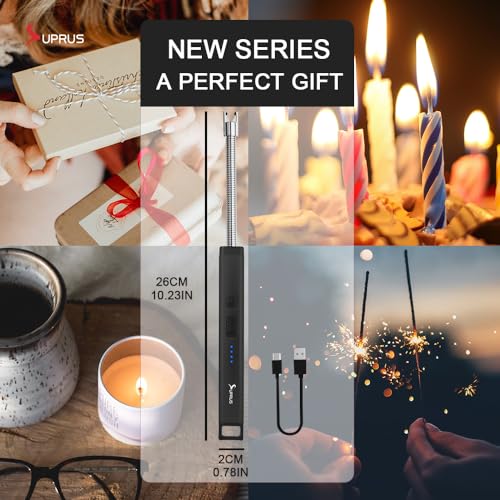 Rechargeable Electric Arc Candle Lighter - Black with Safety Features