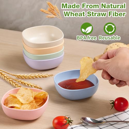 6 Pack Wheat Straw Dipping Bowls - 4.5 OZ Mini Prep Bowls