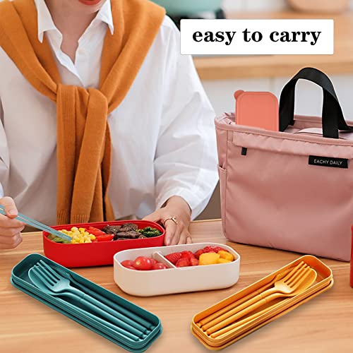 Camping Utensil Set with Case - Yellow & Blue Portable Cutlery