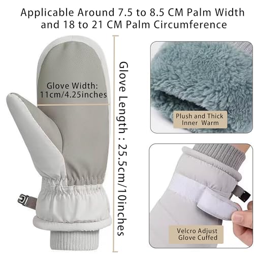 Women's Winter Ski Gloves - Plus Velvet Thickened - Grey