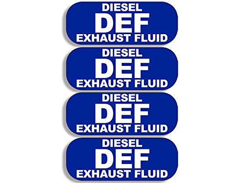 Blue DEF Diesel Exhaust Fluid Sticker - 4 Pack, 1x3 Inch