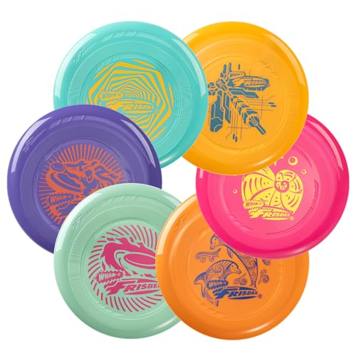 Wham-O 9-Inch Lightweight Flying Disc for Kids & Adults - 70g, Pack of 6