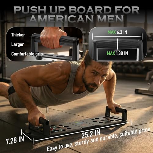 Push Up Board - Portable Foldable Exercise Equipment for Men - Black