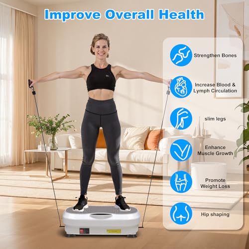 Vibration Plate Exercise Machine for Whole Body Fitness - White