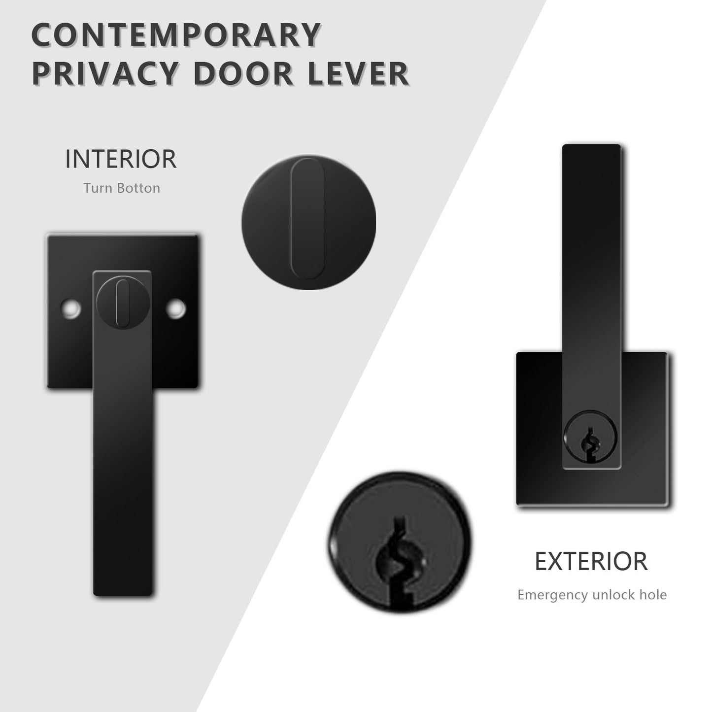 DSJJBLL 5 Pack Matte Black Door Handle Heavy Duty, Different Keys Entry Door Lever, Door Knobs with Lock and Key, Square Door Lever for Bedroom, Bathroom and Front Door