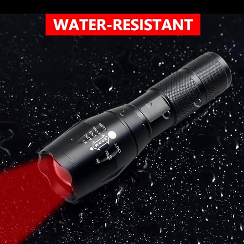 Low-Lumen Red Flashlight LED Single Mode Zoomable Red Light Flashlights for Astronomy, Reading, Night Vision, 2-Pack
