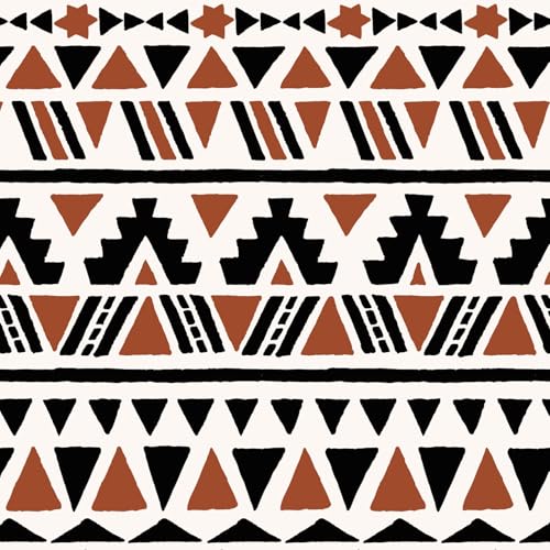 wishFIRE Black and Brown Geometric Boho Peel and Stick Wallpaper 17.3"¡¿120" Tribal Style Contact Paper Removable Waterproof Self-Adhesive Vinyl Film Wallpaper for Bedroom Kitchen