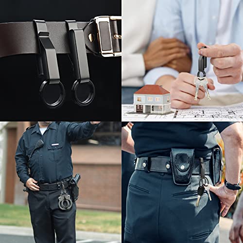 2 Pack Stainless Steel Belt Key Clip Holder with 12 Rings - Silver 2.3 Inch