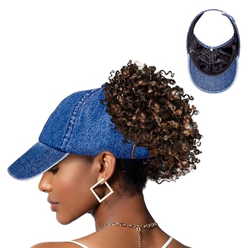 Satin-Lined Backless Denim Baseball Cap for Ponytails