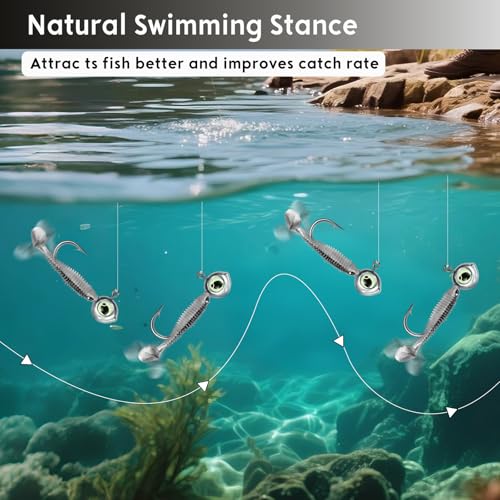 Weighted Swimbait Jig Heads with 3D Eyes - 1/8oz, 10pcs