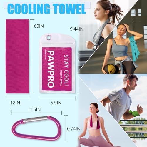 Cooling Towels for Neck and Face - 4 Pack, Lake Blue/Grey/Pink/Green
