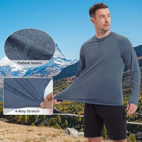 Mens UPF 50+ Sun Protection Rash Guard Quick-Dry Fishing Swim Shirt