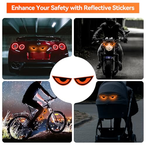 Devil Eye Reflective Stickers - Enhanced Nighttime Safety, Orange