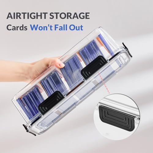 DEEIF 2 Pack Trading Card Storage Box for Toploaders with Dividers - Clear Acrylic Organizer for Sports & Gaming Cards