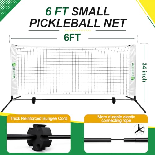 Fitycsw 6ft Mini Pickleball Practice Net - Pale White Portable & Quick Setup