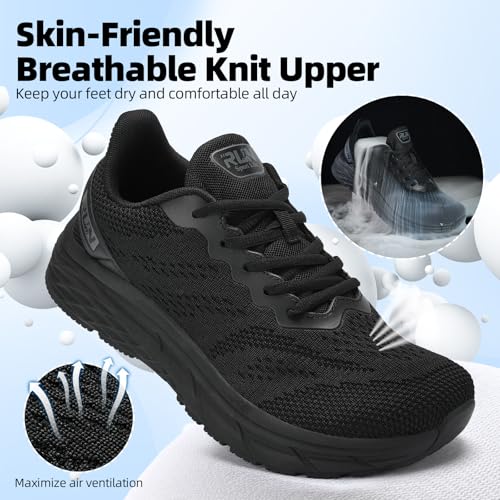 Slow Man Wide Toe Box Running Shoes for Men - All Black 8 Wide Cushioned Non Slip Sneakers