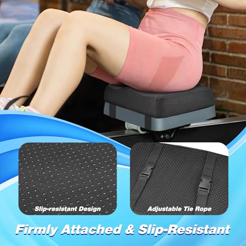 Rowing Machine Seat Cushion - Memory Foam Pad, Non-Slip, Black