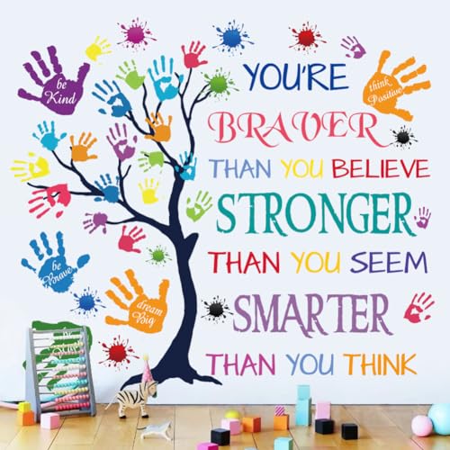 Colorful Motivational Quote Wall Decal - You're Braver, Stronger, Smarter