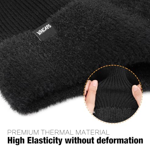Wmcaps Navy Blue Winter Fleece-Lined Beanie with Earflaps for Men & Women Outdoor