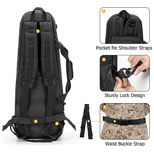 DSLEAF 32-Inch Double Rifle Case Tactical Backpack with Pockets - Black