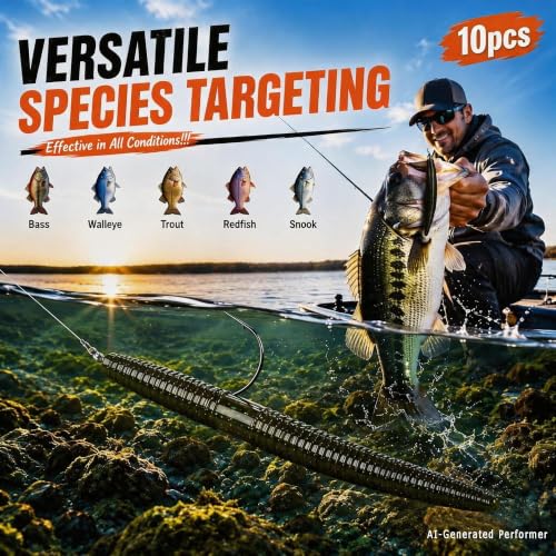 5-Inch Salt Infused Soft Plastic Bass Fishing Lures - Green