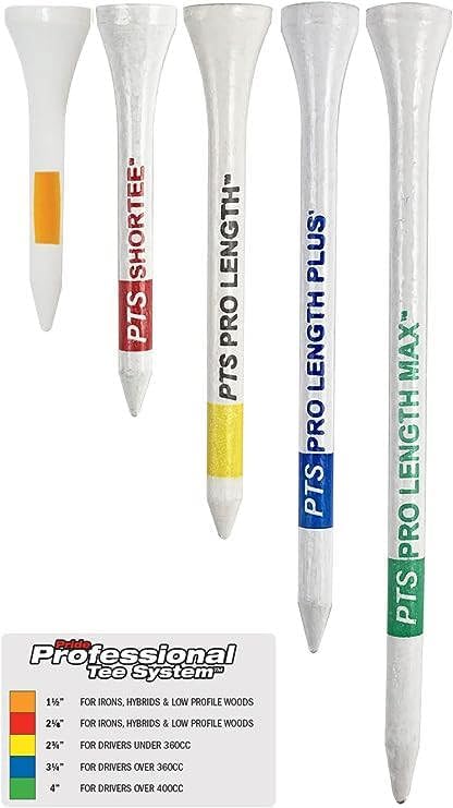 PTS Wooden Golf Tees - Durable 4-Inch Tees for Enhanced Performance | Bag of 50 Tees