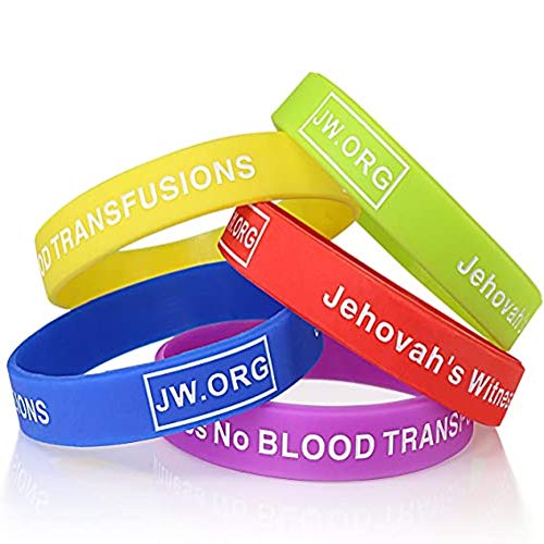 No Blood Medical Alert Silicone Wristbands - 5 Pack, Rainbow Colors