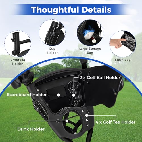 3-Wheel Golf Push Cart with Adjustable Seat - Gray
