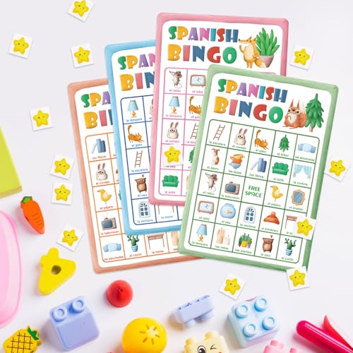Bilingual Spanish Bingo Game - 24 Cards & Markers