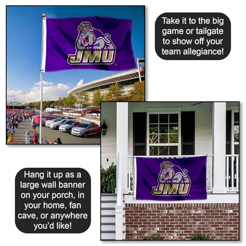 James Madison Dukes College Flag 3x5 ft Polyester Banner with Grommets