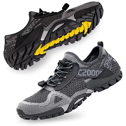 SOBASO Water Shoes Women Men Quick Dry Aqua Shoes for Water Sports Hiking Travel - Gray, Size 11 Women / 9.5 Men