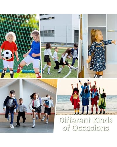 Kids Athletic Soccer Socks - Knee High Rainbow, 9-12 Years