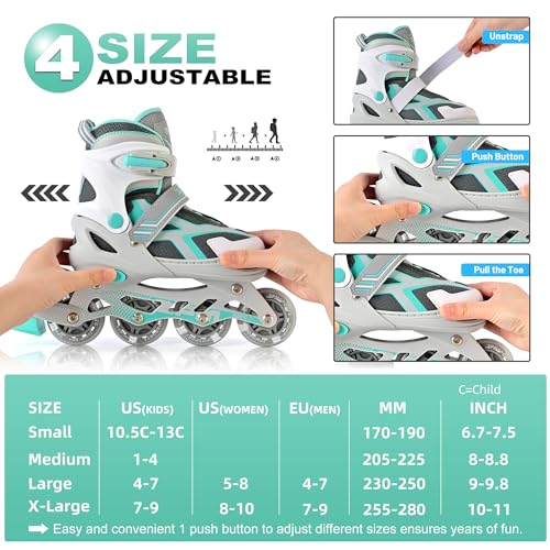Adjustable Inline Skates for Kids and Adults with Light Up Wheels