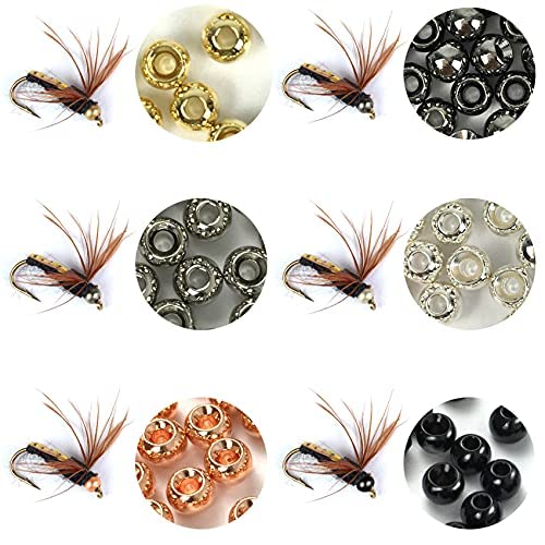 50pc Brass Fly Tying Beads - Tapered Hole, 10 Colors & 5 Sizes