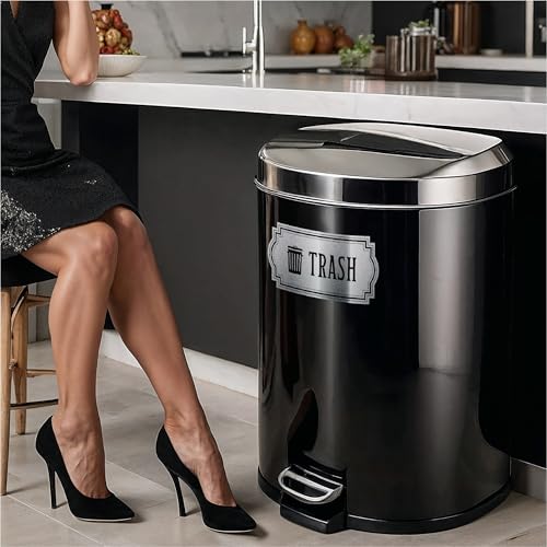 Recycle and Trash Stickers for Trash Cans - Metallic Vinyl Recycling Bin Labels ? 2 Pack - Large 10" by 4.25" Decals Logo - Waste Signs for Home Kitchen or Office Bins Indoor/Outdoor Use