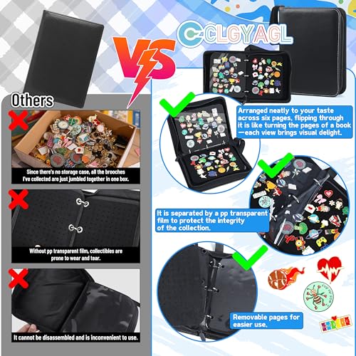PU Leather Pin Display Book for Enamel Pins - 6 Page Organizer