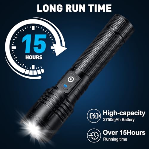 Flashlight Rechargeable LED High Lumens - 990,000 lm Super Bright
