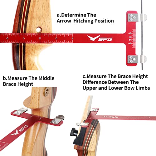 Red Archery Bow Square T-Shape Ruler Measurement Tool for Recurve & Compound Bows