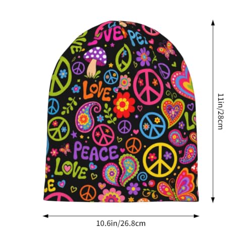 Athjunss Cat Beanie Hat Chemo Headwear Slouchy Skull Sleep Cap 60s 70s Peace Winter