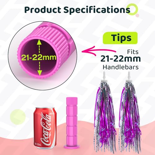 Soft TPR Bike Handlebar Grips with Streamers - Pink