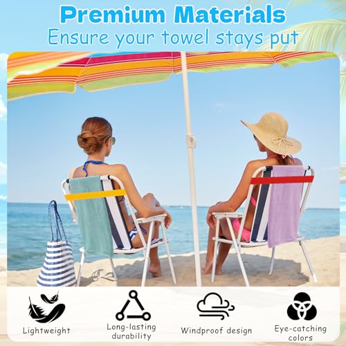 5 Pack Elastic Beach Towel Bands for Beach Chairs, Pool & Cruise Ship