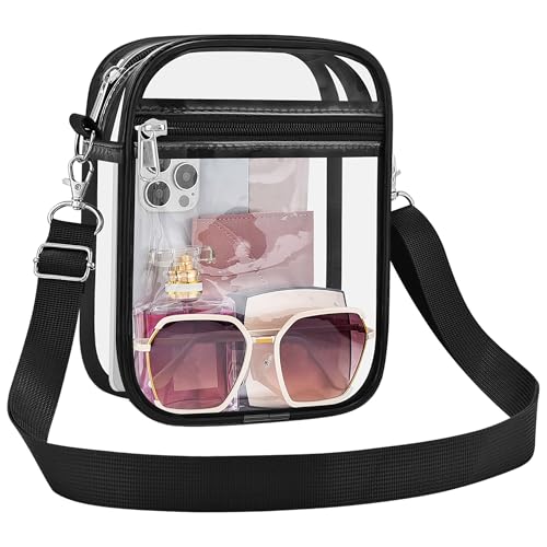 Clear Stadium Bag - Small Women's See-Through Crossbody Purse - Black