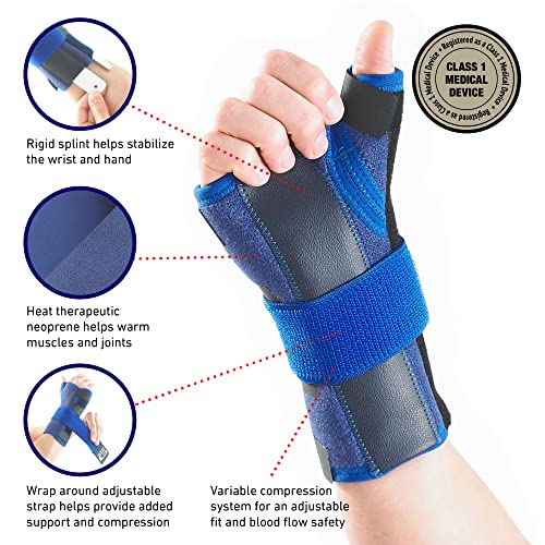 Neo-G Wrist and Thumb Brace, Stabilized - Spica Support For Carpal Tunnel Syndrome, Arthritis, Tendonitis, Joint Pain - Adjustable Compression - Class 1 Medical Device - Right