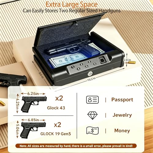 Biometric Fingerprint Handgun Safe - Quick Access Gun Lock Box