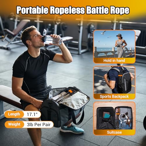Adjustable Ropeless Battle Ropes - Portable Workout Equipment - Black