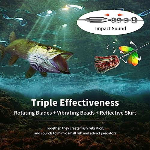 QualyQualy Fishing Spinner Bait 3pcs with Double Blades - Pink & Silver, Red & Green, Gold & Red