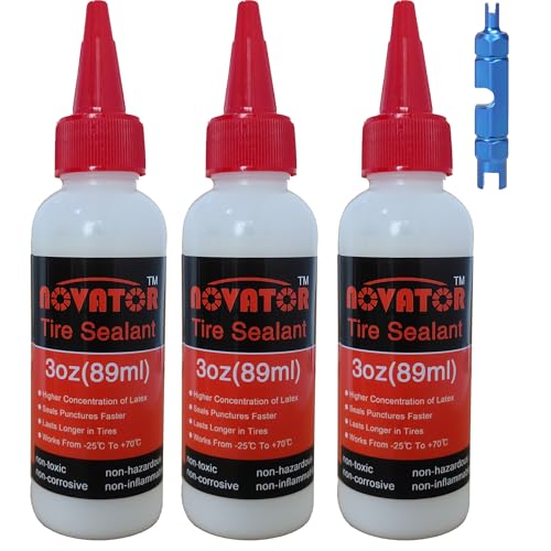 NOVATOR High Performance Bike Tire Sealant 3oz Bottle Set for Tubeless/Tubular MTB Road Gravel CX