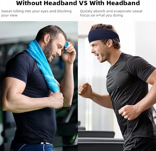 Colorful Sweat Headbands for Men - 6 Pack Sports Hairbands