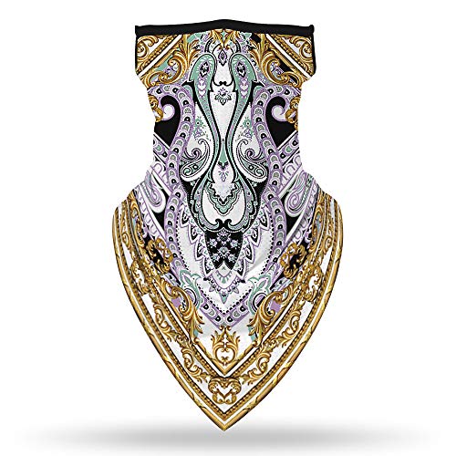 Neck Gaiter Face Mask - UV Cooling Bandana for Fishing, Running, Cycling - Gold, White & Purple