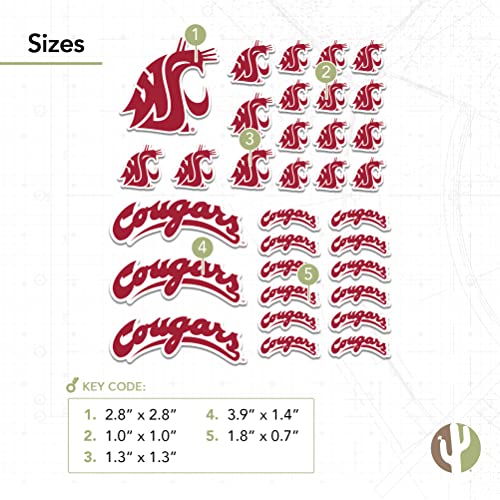 Washington State University Cougars Sticker Sheet 8.5x11 inches - Official Licensed Vinyl Decal